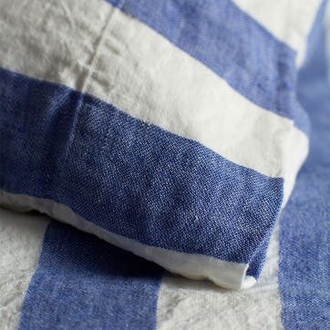 Cora Stripe Linen Housewife Pillowcase, Square, Cobalt