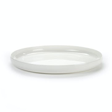Base, Set of 4 Glazed High Plates, White