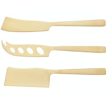 Brass Finish Cheese Knives, Set of 3