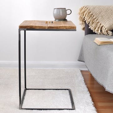 Reclaimed Wood And Steel Side Table - 55 x 45cm; Natural