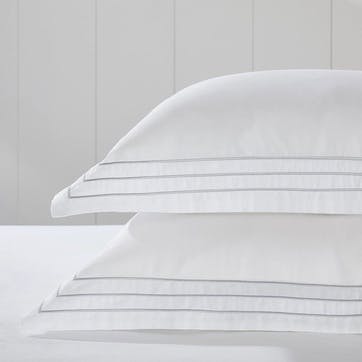 Faro Tencel Cotton, Standard Oxford Pillowcase, White/Silver