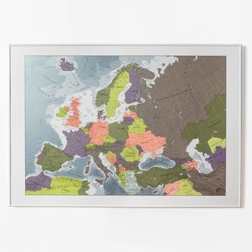 Framed map of Europe, H68.5 x W100 x D3.5 cm, The Future Mapping Company, Country/Continent Maps, Multi