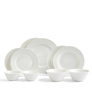 Intaglio 10 Piece Dinnerware Set, White