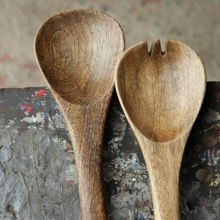 Mango Wood Salad Servers, 30cm