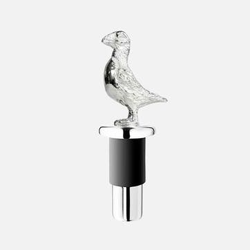 Puffin Silver Plated Bottle Stopper 10 x 4cm, Silver
