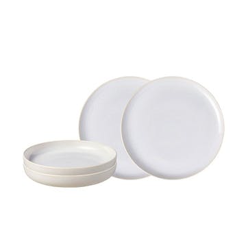 Crafted Cotton 4 Piece Dinner Set , White