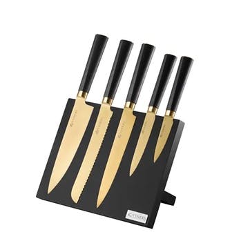 Titan 6 Piece Knife Block , Gold