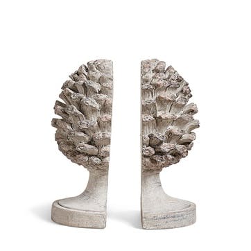 Takayna Pine Cone Bookends H21 x W14 x D17cm, Grey