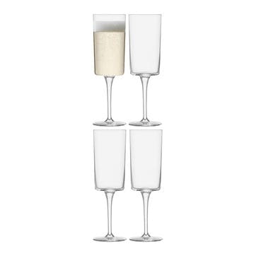 Gio Set of 4 Champagne Flutes 210ml, Clear