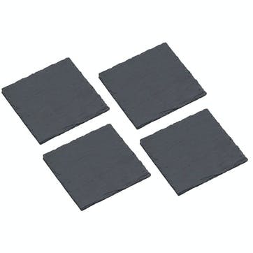 Set of 4 Coasters, 10cm, Kitchen Craft, Slate