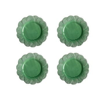 Laguna Shell Set of 4 Dinner Plates H 3cm, W 28cm, D 28cm, Green