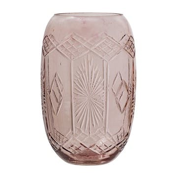 Etched Glass Vase, Pink