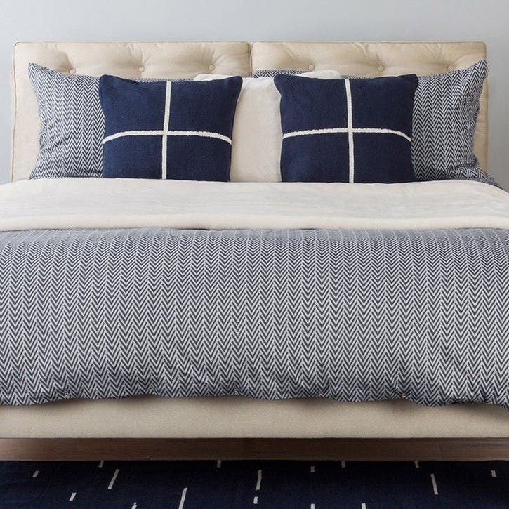 Prezola Herringbone Navy Grey King Duvet Cover Heal S