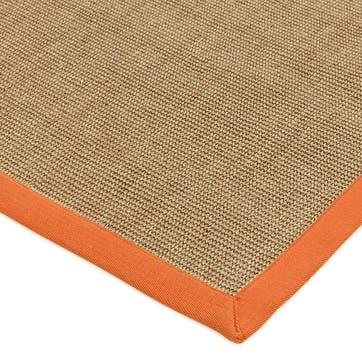 Sisal  linen border runner 68 x 240cm, orange