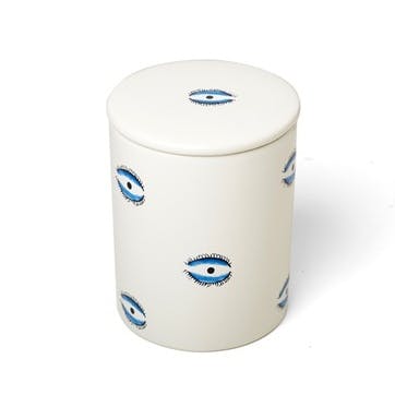 Small candle, H10 x D10cm, Casacarta, Eye, White and Blue