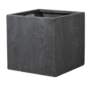 Square Wooden Effect Planter, Grey