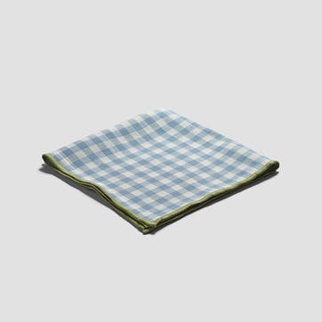 Gingham Linen Set of 4 Napkins 45 x 45cm, Warm Blue