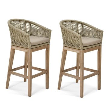 Lynton Set of 2 Bar Stools, Grey