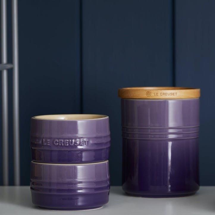 Stoneware Storage Jar with Wooden Lid - Medium; Ultra Violet