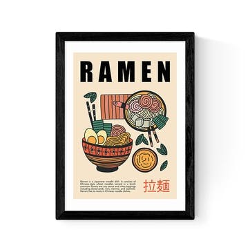 Luxe Poster Co Japanese Ramen Print A3, Black Frame