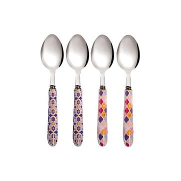 Teas & C's Kasbah Porcelain Set of 4 Tea Spoons, Rose