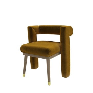 Fonda Dining Chair, Nerfetti Gold Cotton Matt Velvet
