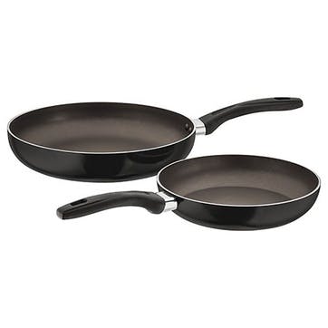 Radiant 2 Piece Non-Stick Frying Pan Set, Black