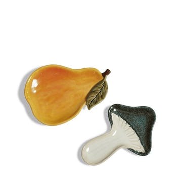 Forage Pear & Mushroom Set of 2 Dishes, Multi