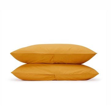Relaxed Cotton Pair of Standard Pillowcases, Ochre