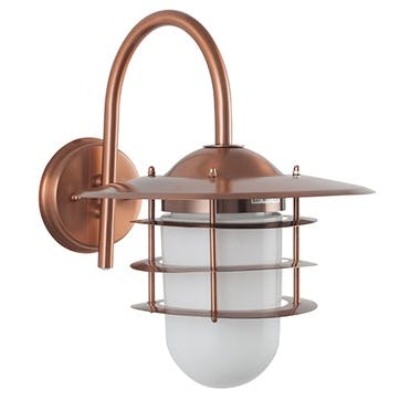 Hanging Outdoor Wall Light; Copper & Glass