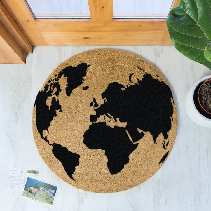 Globe Circle Doormat, Black