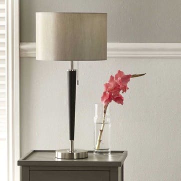 Lowry Table Lamp H62.5cm, Brushed Silver and Matt Black