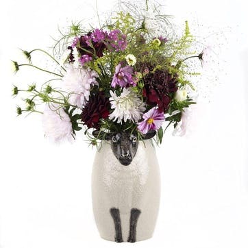 Black Faced Suffolk Sheep Flower Vase H23cm Black/White