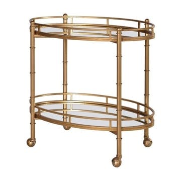 Drinks Trolley, Mirrored, 2 Tier , H80 x W81 x D45cm