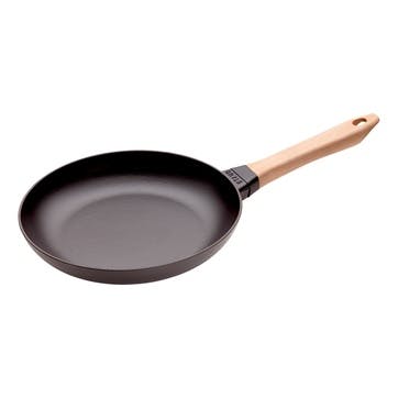 Frying pan with wooden handle, 26cm, Staub, black