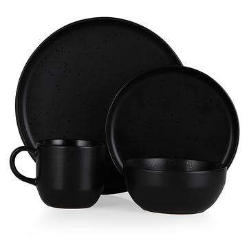 Luna 16 Piece Dinnerware Set , Black