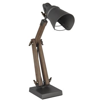 Lincoln Wood & Metal Table Task Lamp; Grey