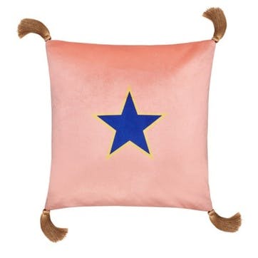 Lone Star Velvet Cushion, Dahlia Pink