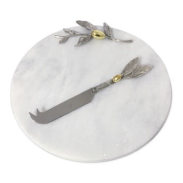 Olive Cheeseboard & Knife Set D25cm, Marble