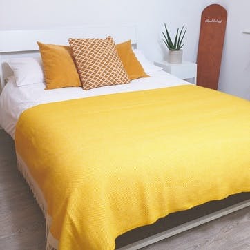 Blanket, 130 x 250cm, Atlantic Blankets, Herringbone, yellow/cream wool