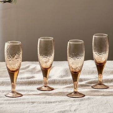 Yala Set of 4 Champagne Glasses 200ml, Dusty Terracotta