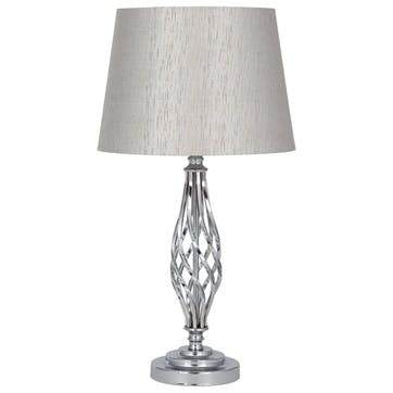 Jenna Twist Table Lamp with Shade; Silver