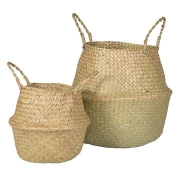 A pair of baskets, 23 x 27 / 36 x 38cm, Luna Home, natural grass