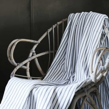 Hikari Striped Throw 180 x 200cm, Grey & White