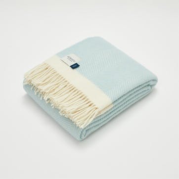 Herringbone Blanket, 130 x 250cm, Duck Egg Blue