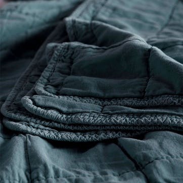 Finn Cotton Quilted Throw, 230 x 260cm, Darkest Spruce