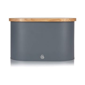 Nordic Oval Bread Bin w/Cutting Board Lid, Grey