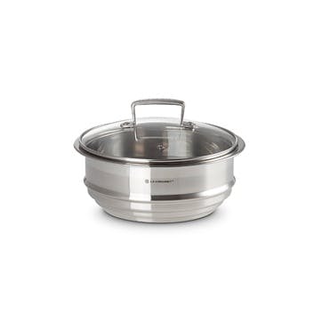 3-Ply Stainless Steel Multi-Steamer with Glass Lid, 20cm