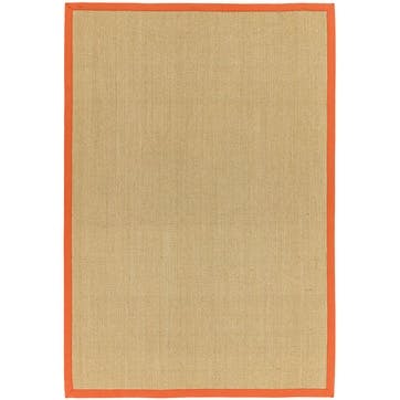 Sisal  linen border runner 200 x 300cm, orange