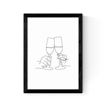 Sundry Society Champagne Toast Print A3, Black Frame